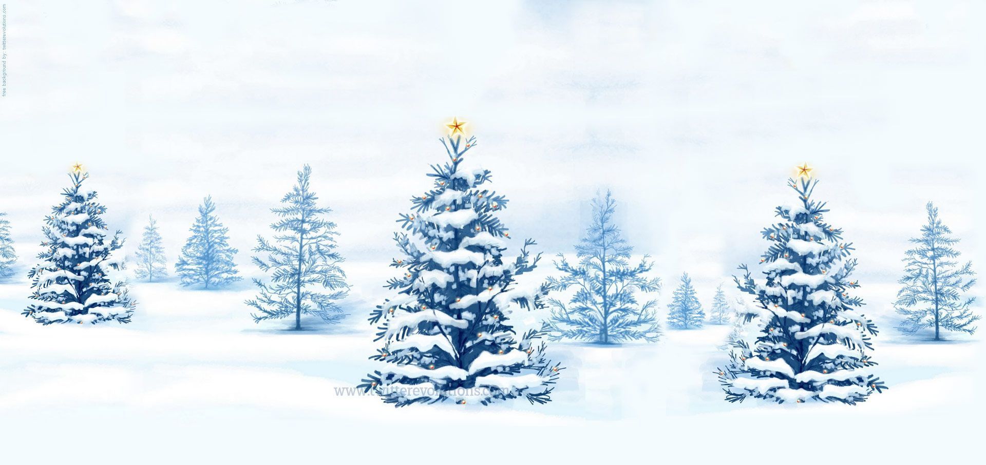 Winter snowy christmas trees Twitter background - Twitterevolutions