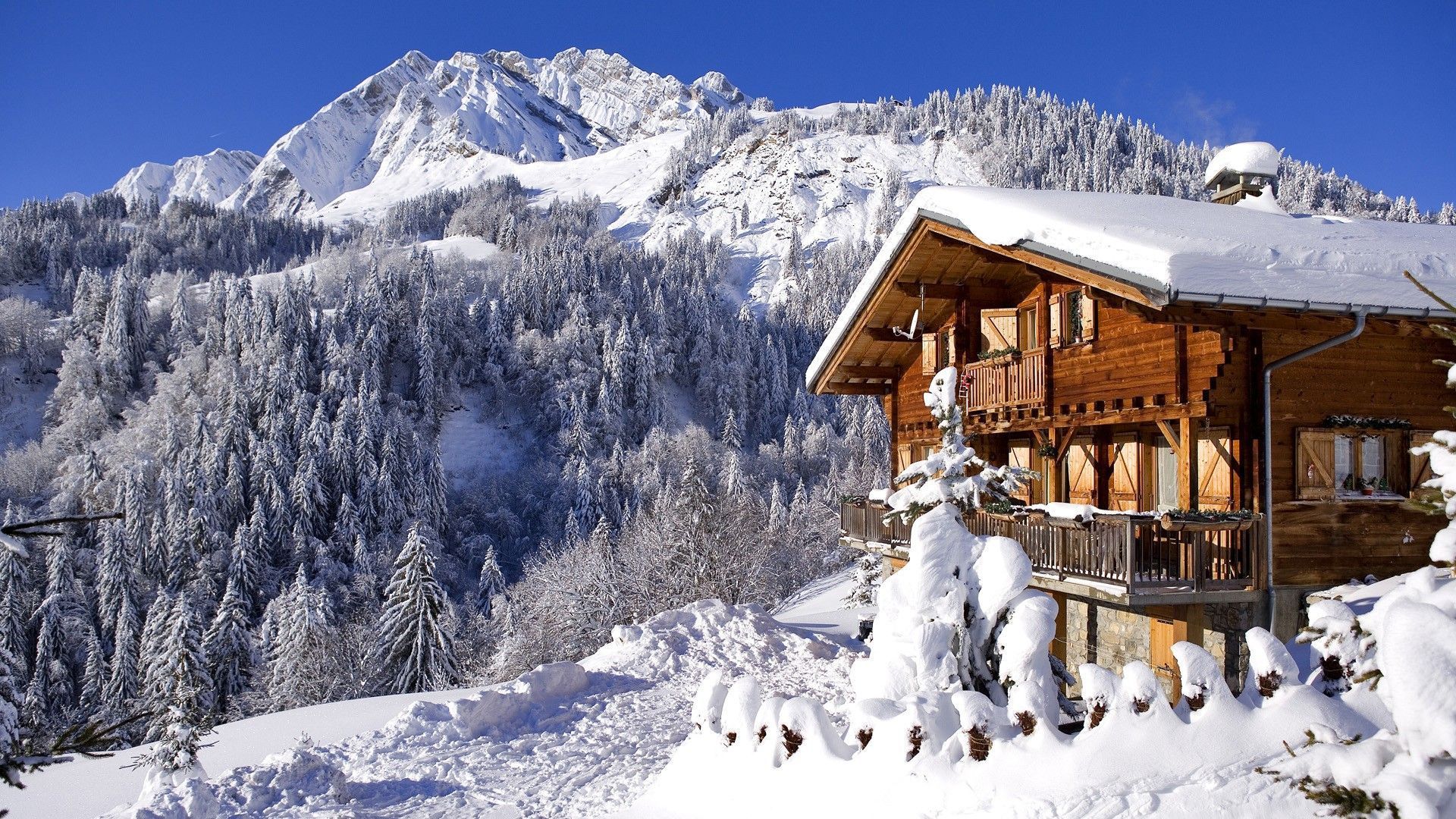 Chalet Tag wallpapers Chalet Sunny Winters Day Winter Mountain
