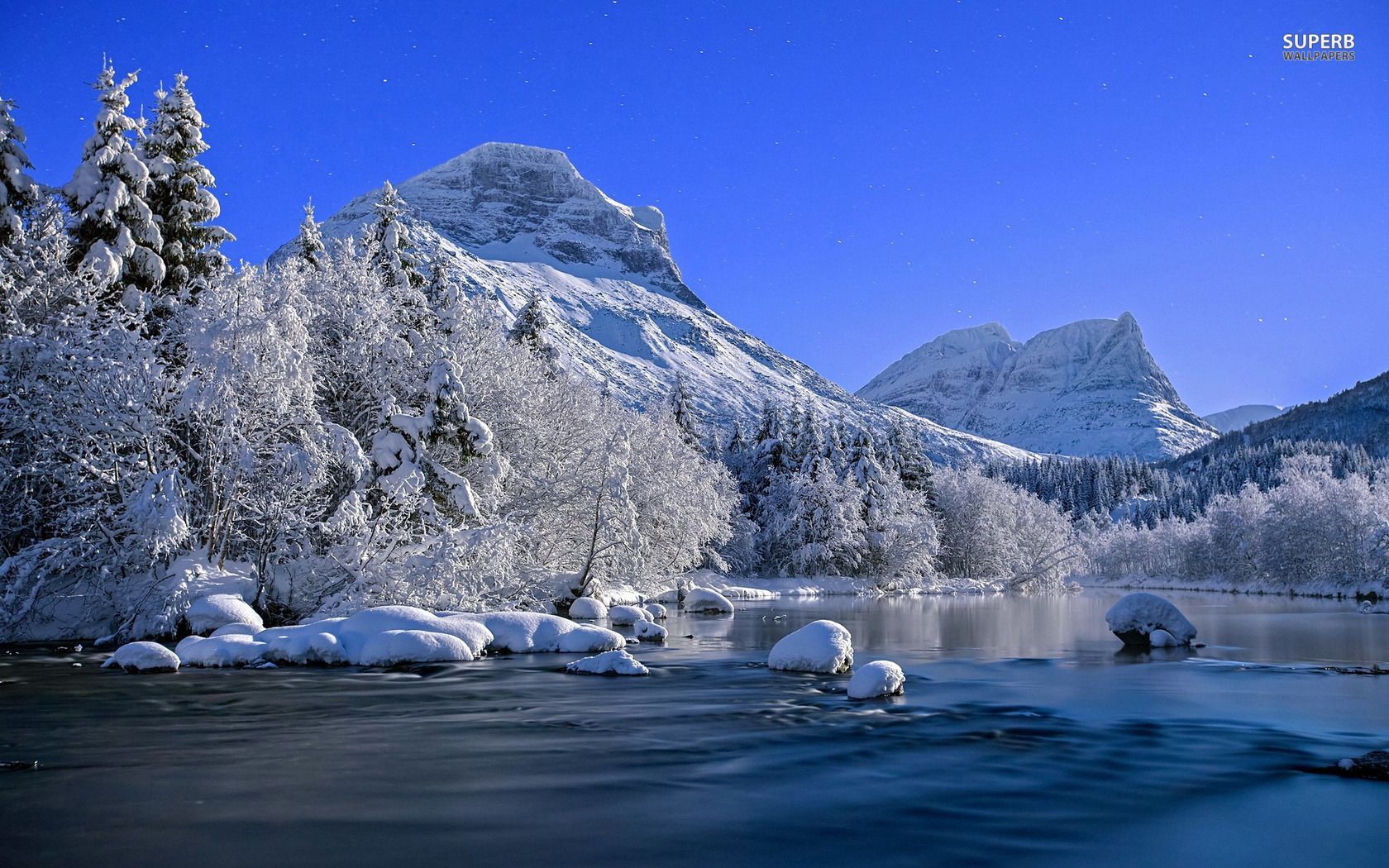 Mountain river in Winter wallpaper - Nature wallpapers -