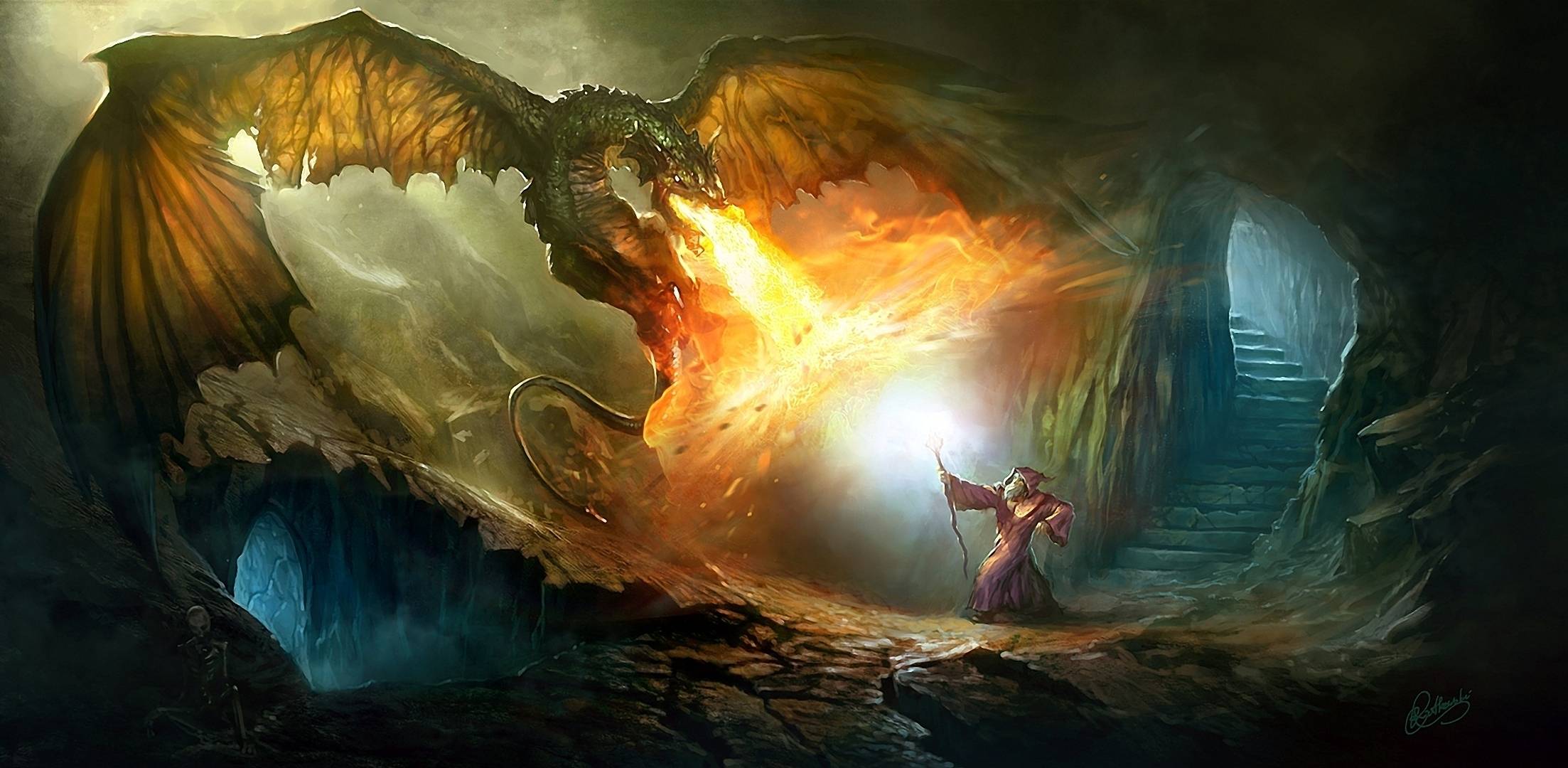 Dragon and wizard - Dragons Wallpaper