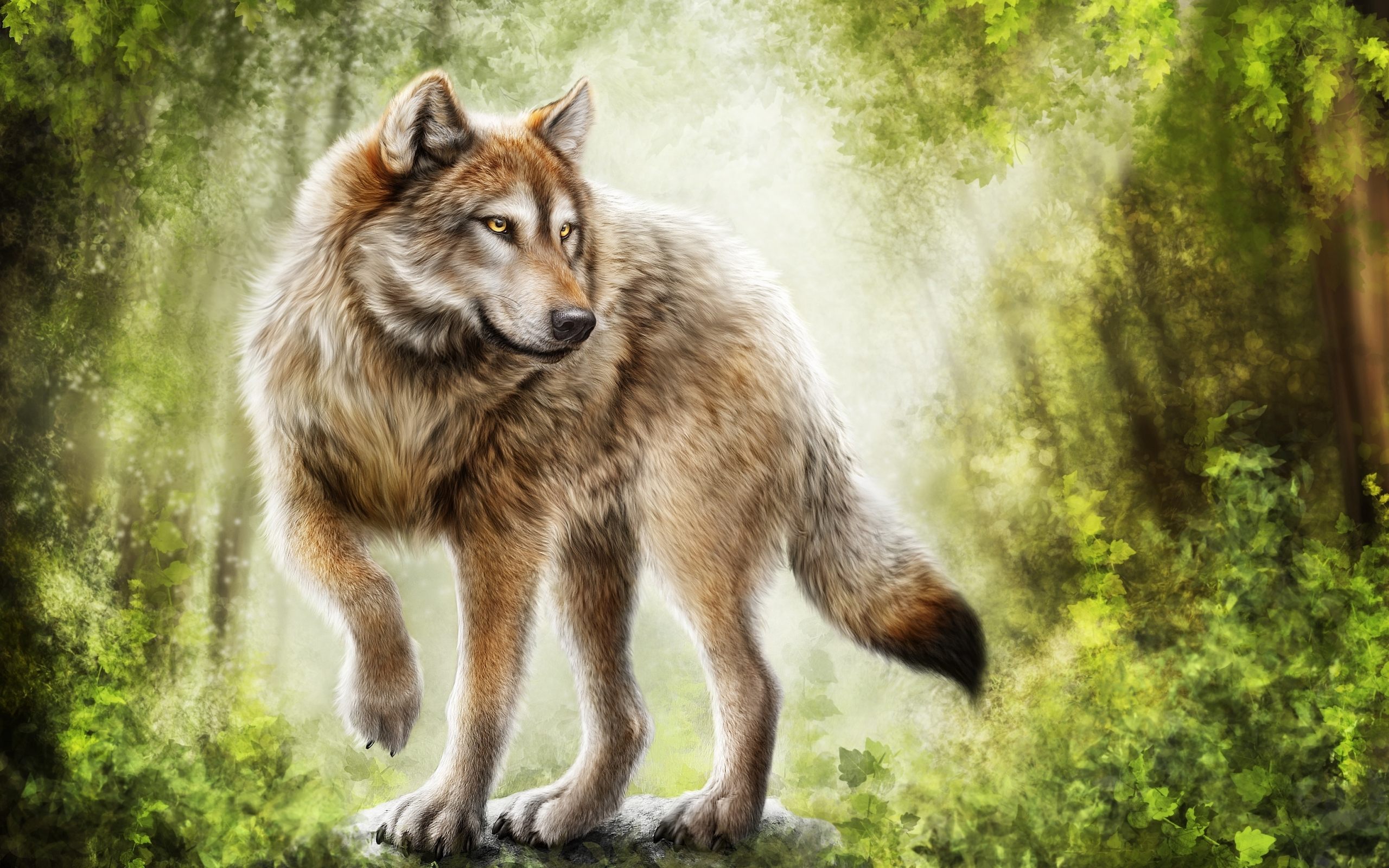 Gray Wolf Painting Wallpaper HD Free Download For Desktop