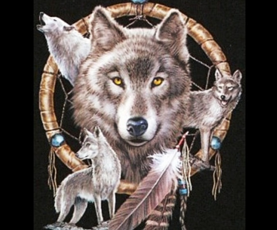 Download for Android phone background Dreamcatcher Wolf from