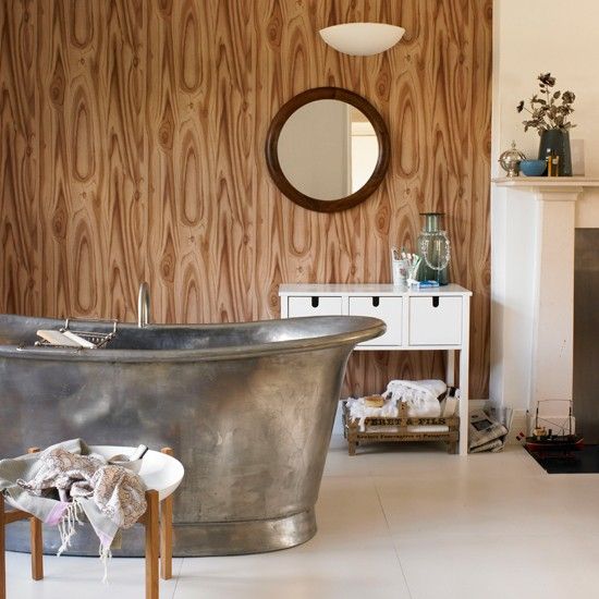 Wood print wallpaper Bathroom wallpapers housetohome.co.uk