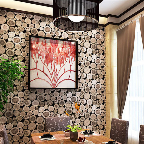 Papel parede Luxury 3D Wood Print Wallpaper Roll Mural Wallpapers