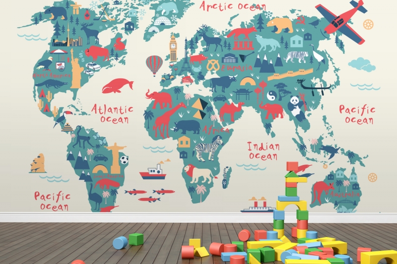 Explorer Kids World Map Mural MuralsWallpaper.co.uk