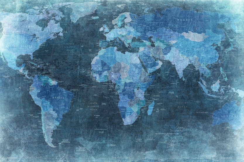 World Map, blue R10773 Wall murals - Wallpaper Rebel Walls