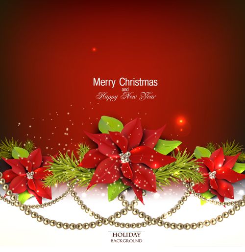 Jewelry and flowers red xmas backgrounds vector 02 - Vector ...