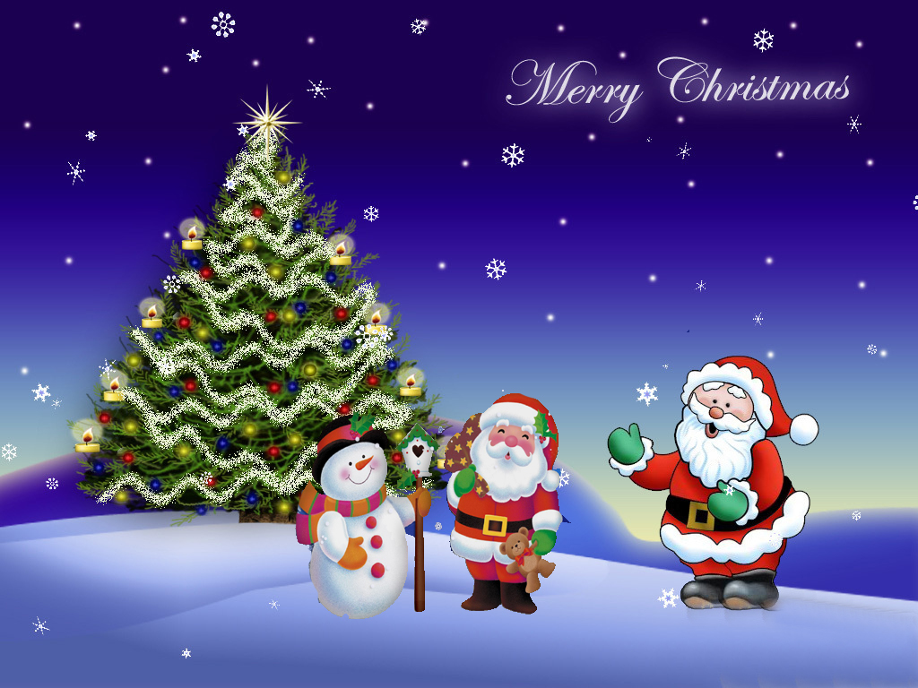 Merry Christmas tree cartoon hd wallpaper