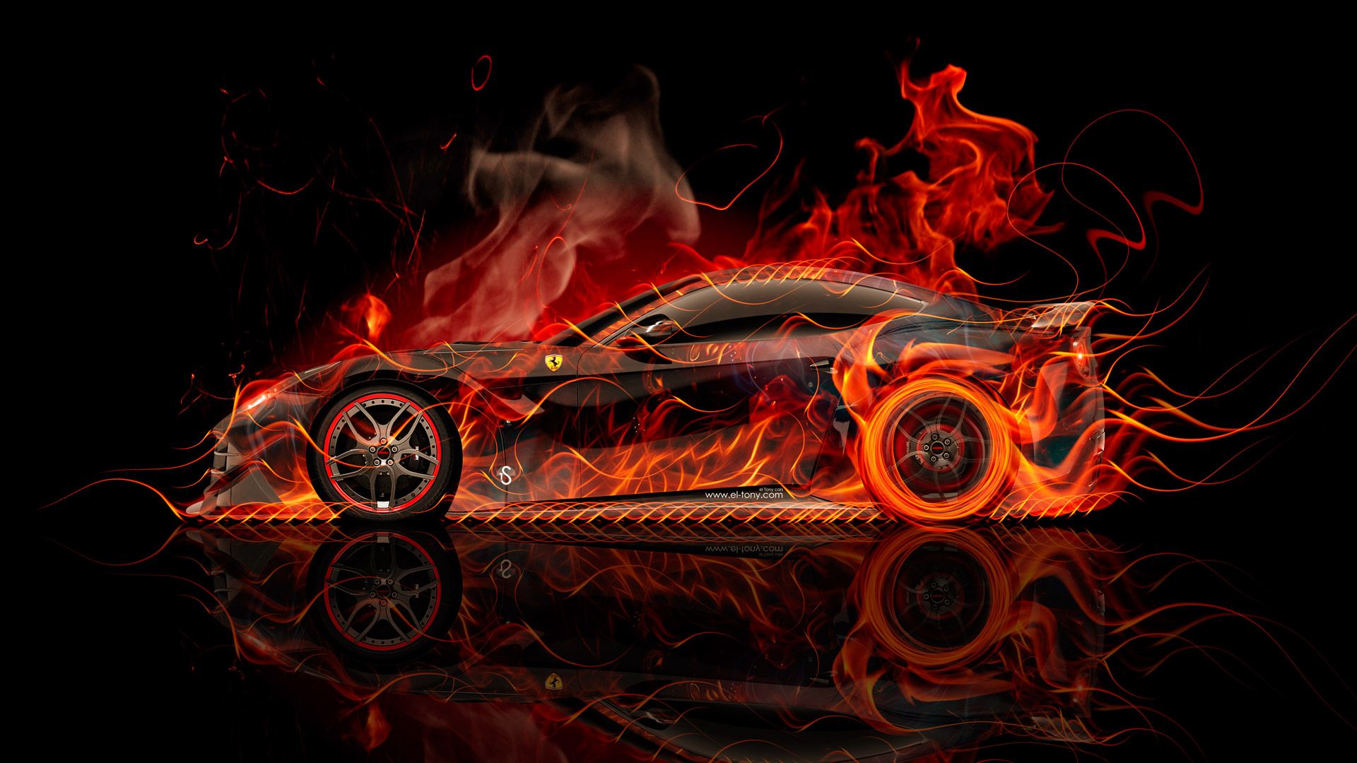 Ferrari F12 Berlinetta Side Super Fire Abstract Car 2015 el Tony
