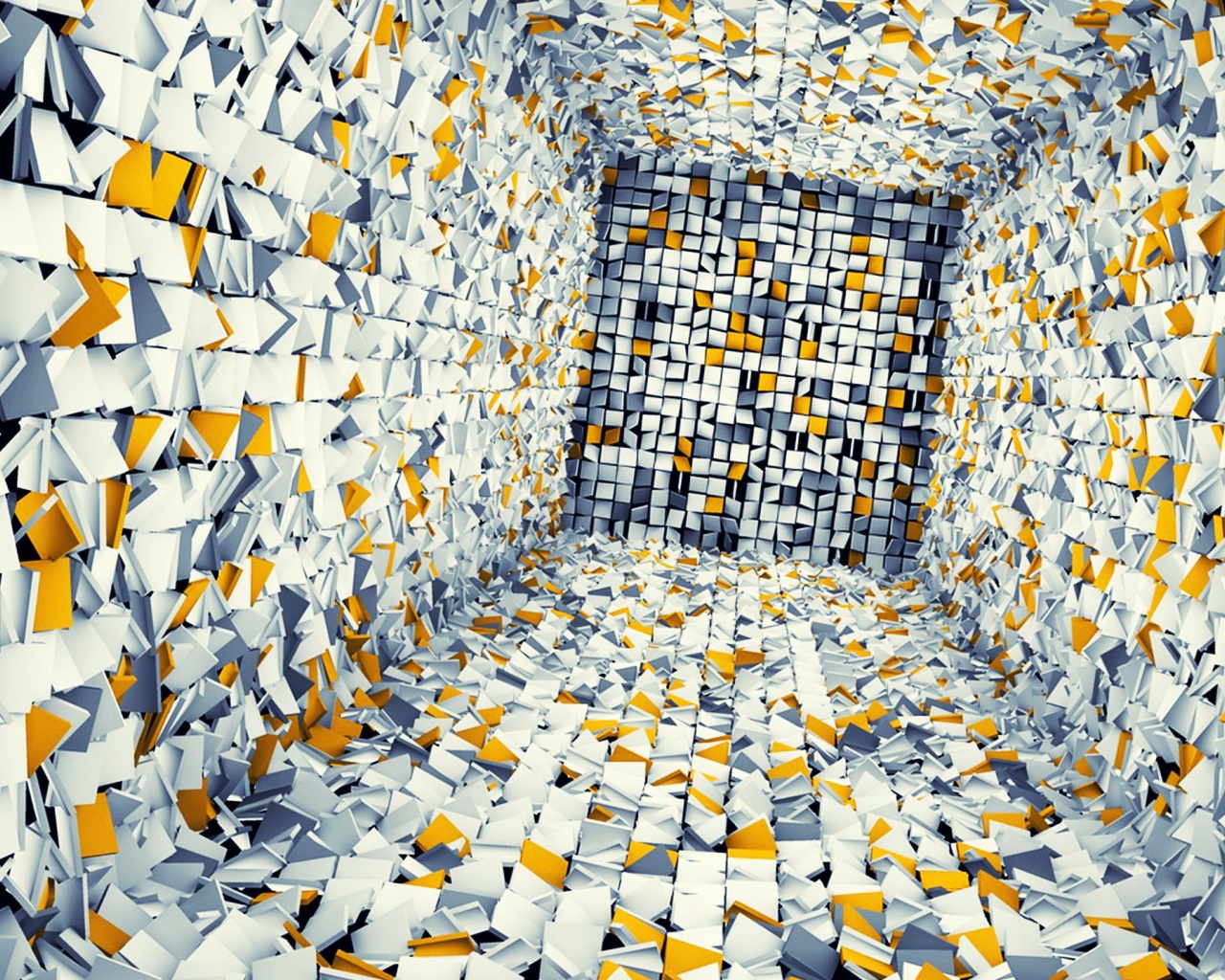 1280x1024 White Gray and Yellow 3D Tiles desktop PC and Mac wallpaper