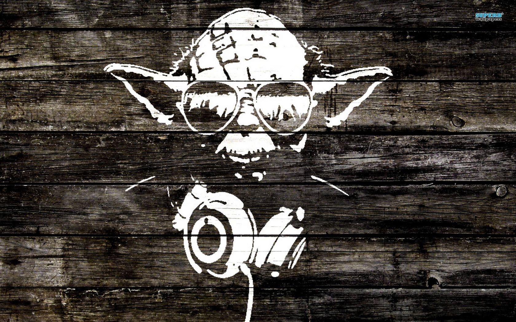 Yoda wood graffiti wallpaper - Movie wallpapers -
