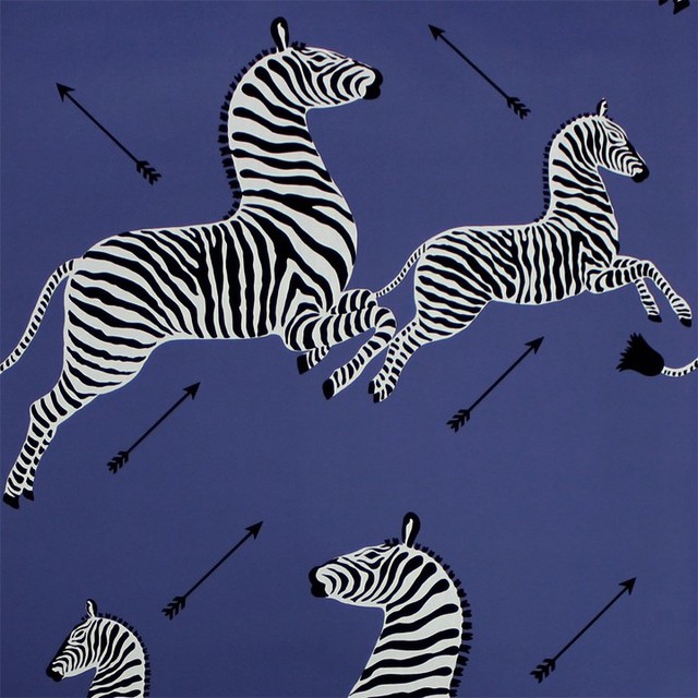 Scalamandre Zebras Wallpaper, Denim - Eclectic - Wallpaper - by