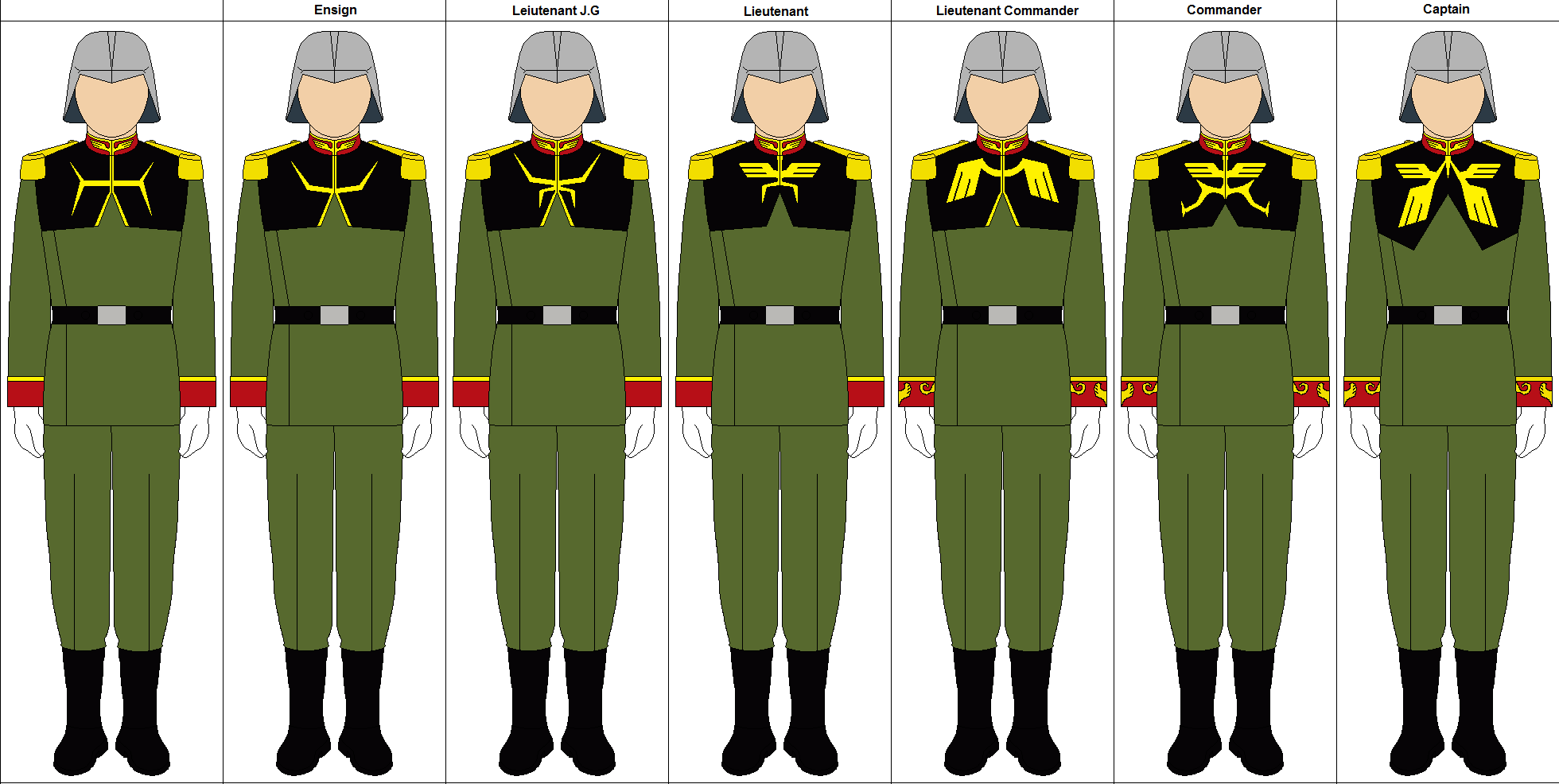 Zeon Uniforms and Ranks by charyui on DeviantArt