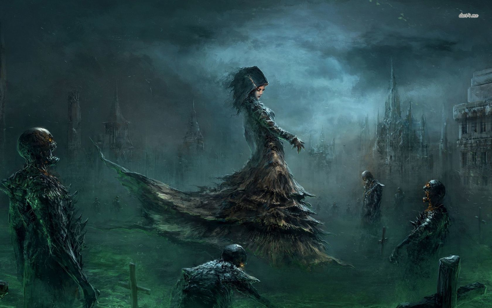 Dark woman and zombies wallpaper - Fantasy wallpapers -