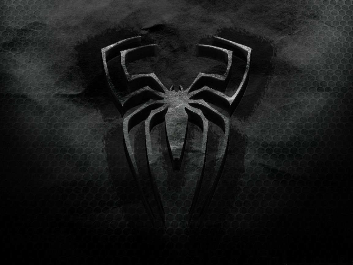 3D Movies Wallpaper, Spiderman Old Logo, on Black Background