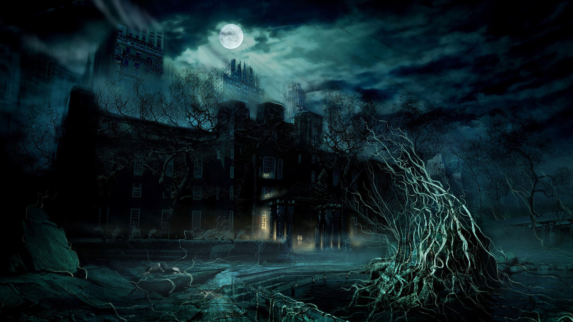 1229x768px Spooky Castle Backgrounds