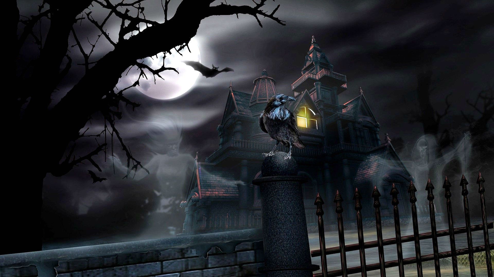 HALLOWEEN dark haunted house spooky wallpaper | 1920x1080 | 497964 ...