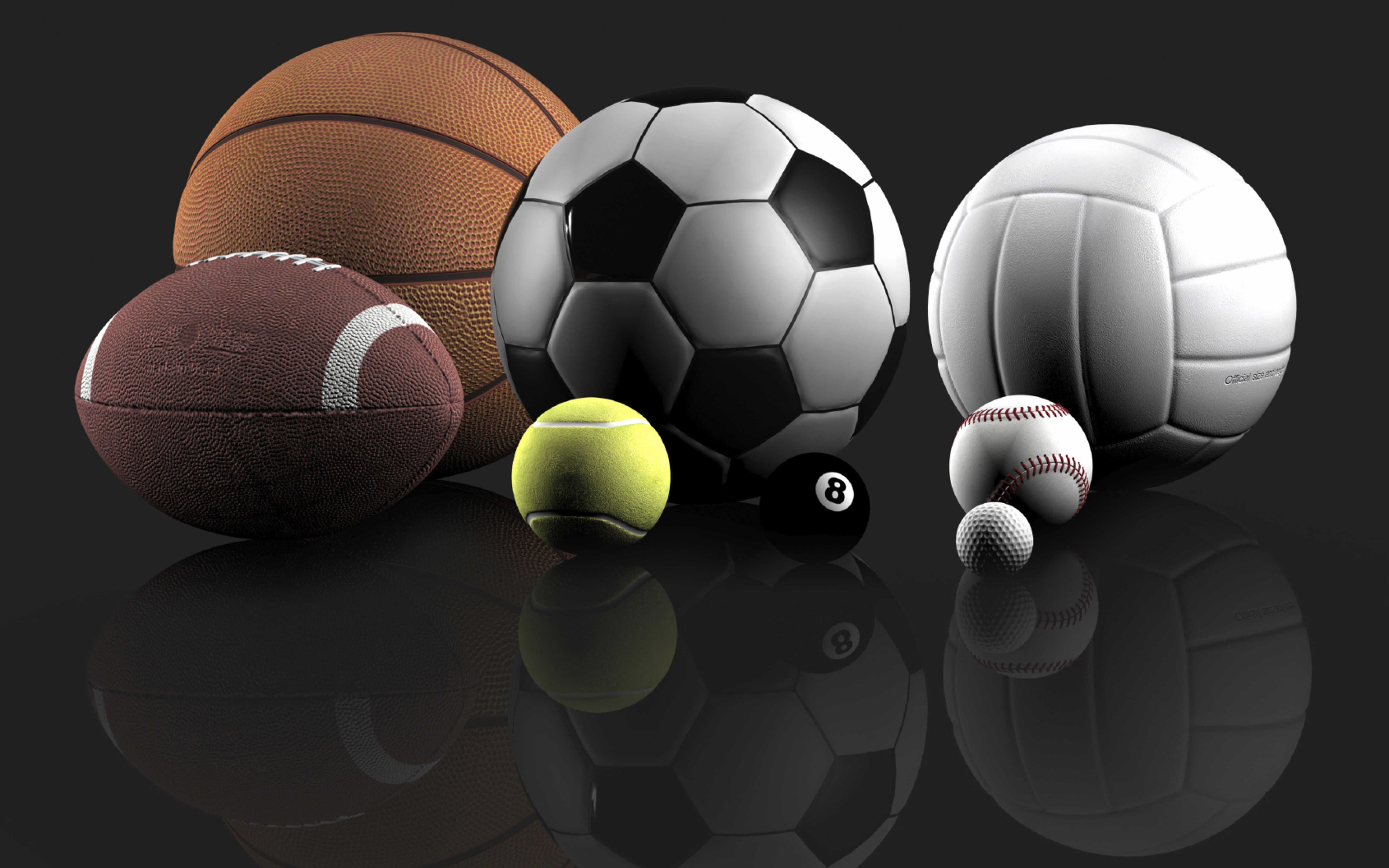 Balls for different sports hd wallpaper 5120x3200