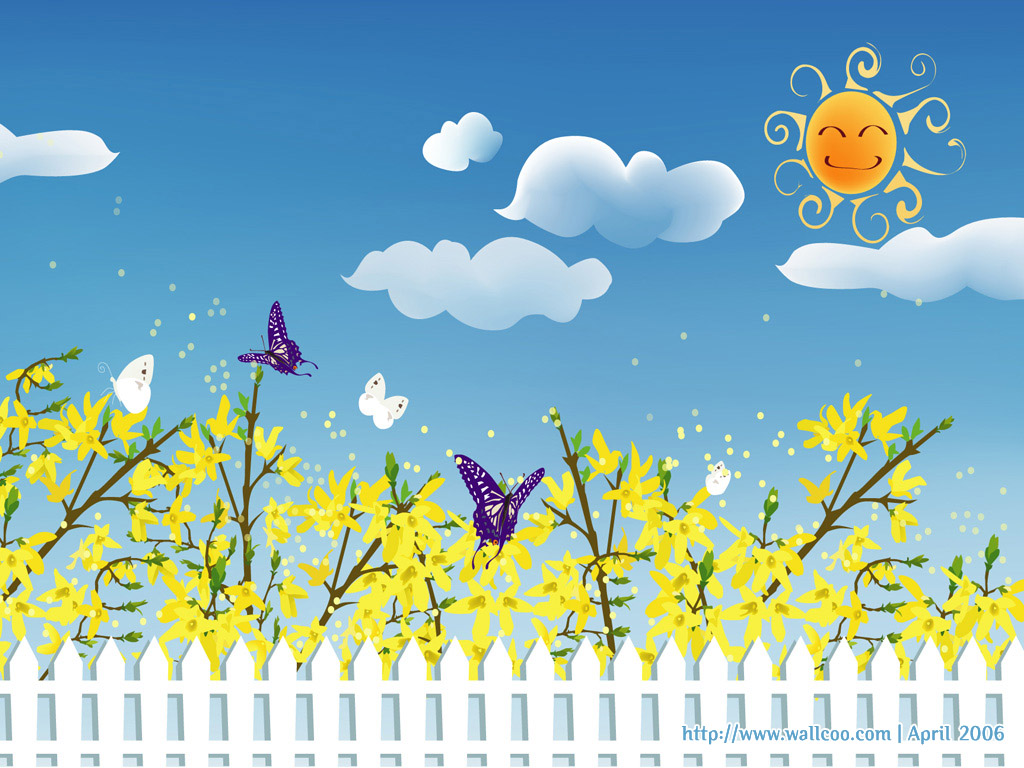 Lovely Spring - Blissful Spring Scene Vector Illustration 1024x768