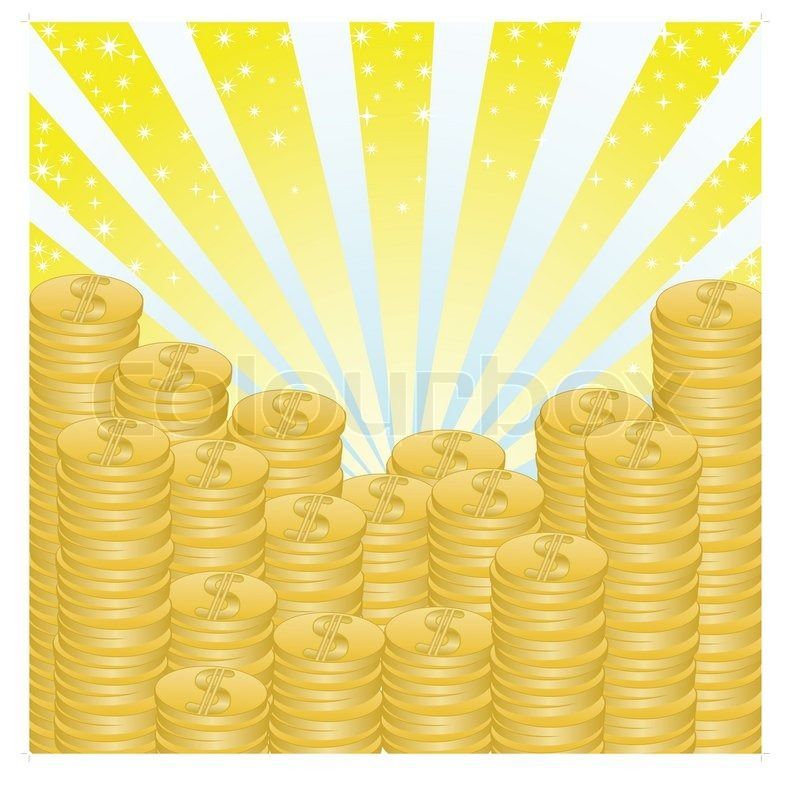 A lot of money stacks on a shimmering radiant background Vector