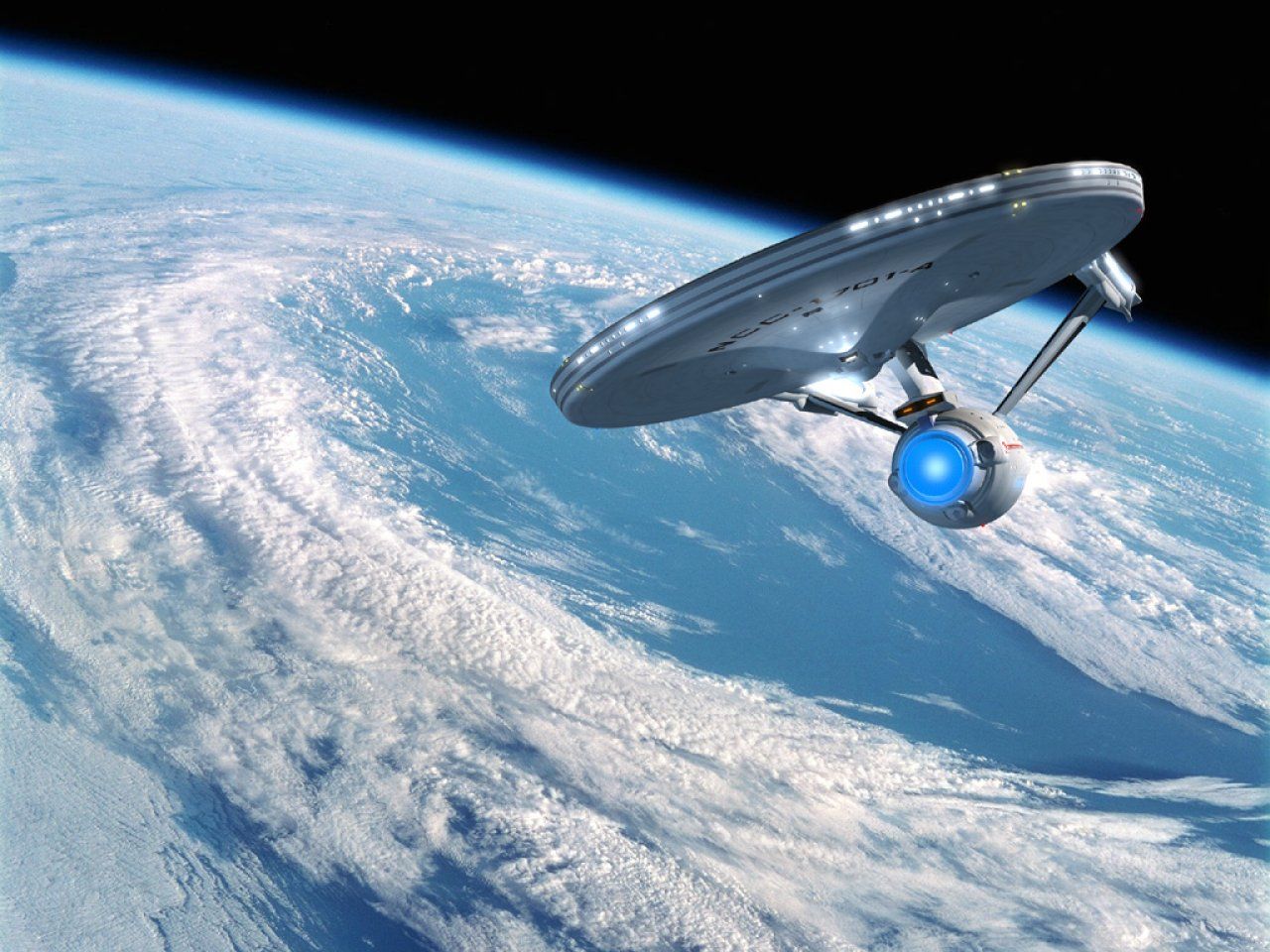 Beautiful image of USS Enterprise in Earth orbit, The Original ...