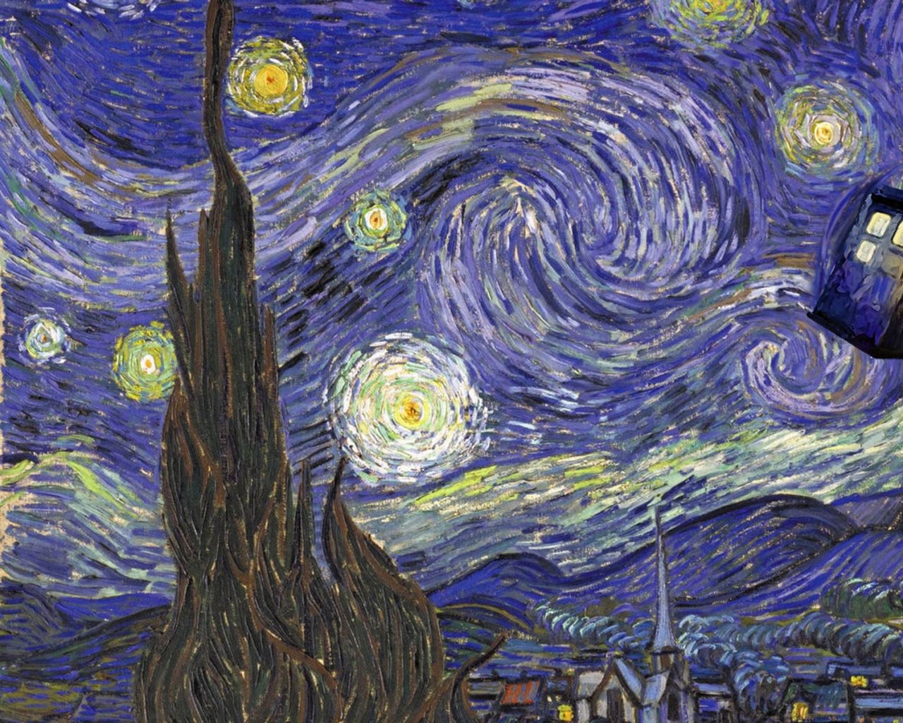 Wallpapers Tardis Vincent Van Gogh Doctor Who Starry Night X ...