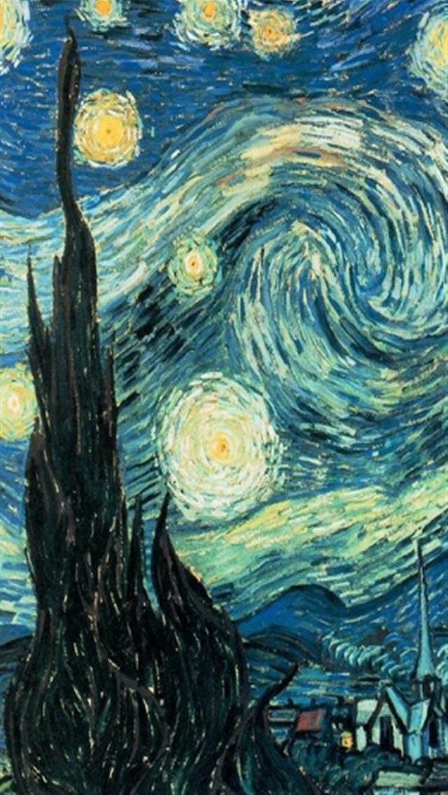 Starry Night art iPhone Wallpapers, iPhone 5s / 4s / 3G Backgrounds