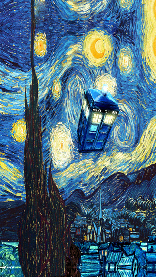 Starry Night Tardis iPhone 5 Wallpaper (640x1136)