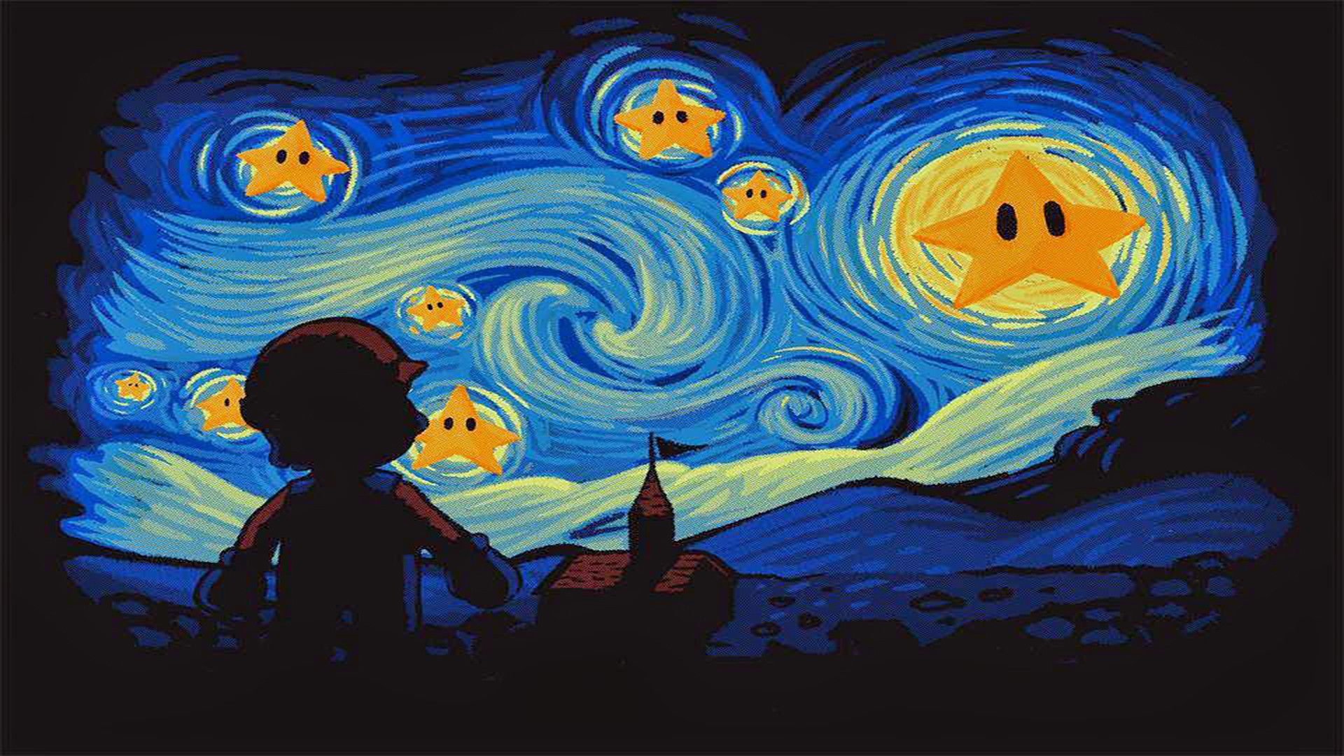 Mario Starry Night 1920x1080 wallpaper