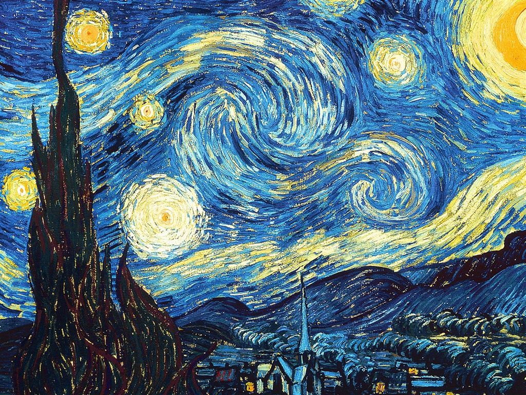Vincent van Gogh Starry Night Wallpaper 1024x768 resolution