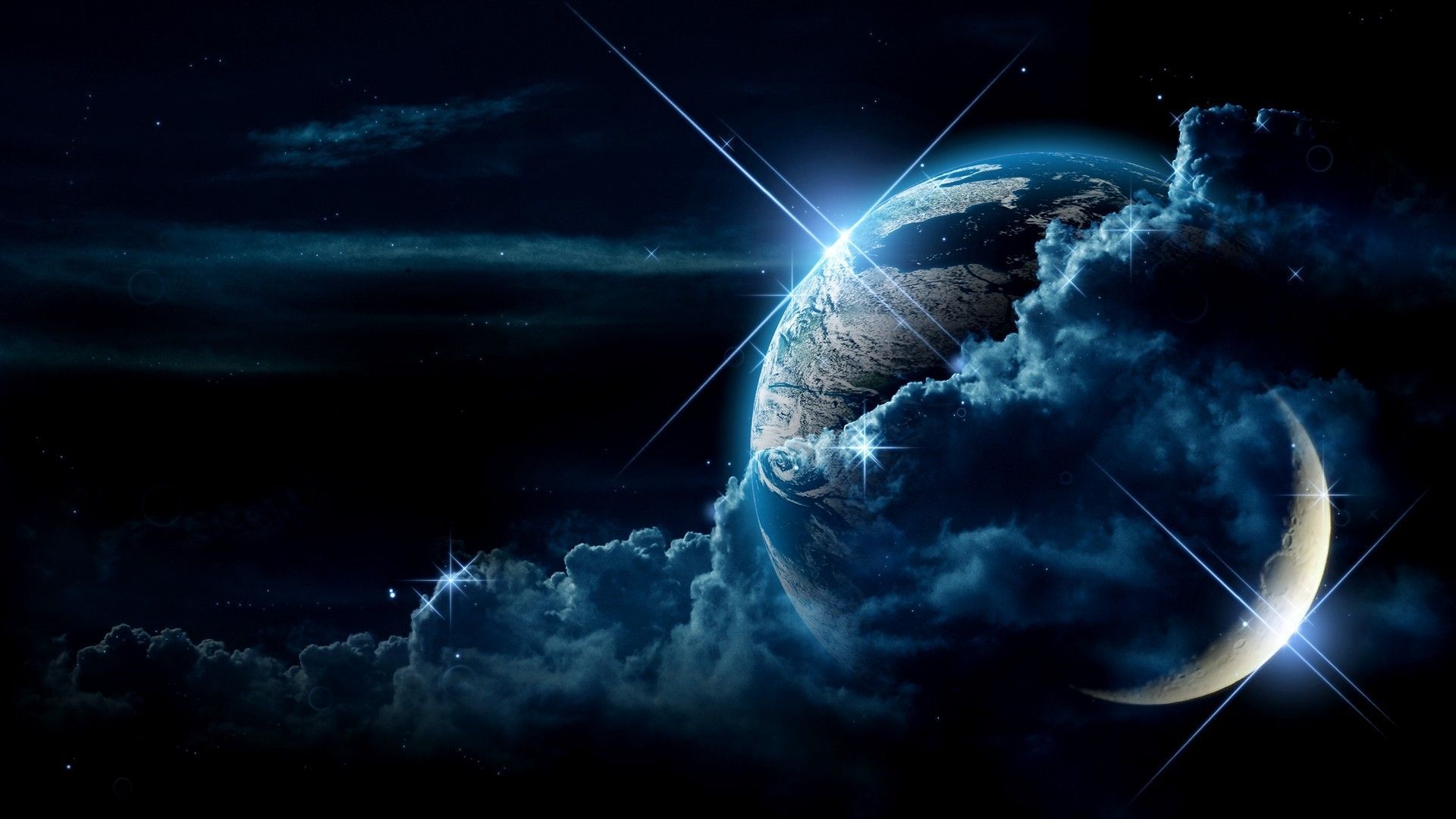 Outer space planets moon earth planet sci fi stars wallpaper