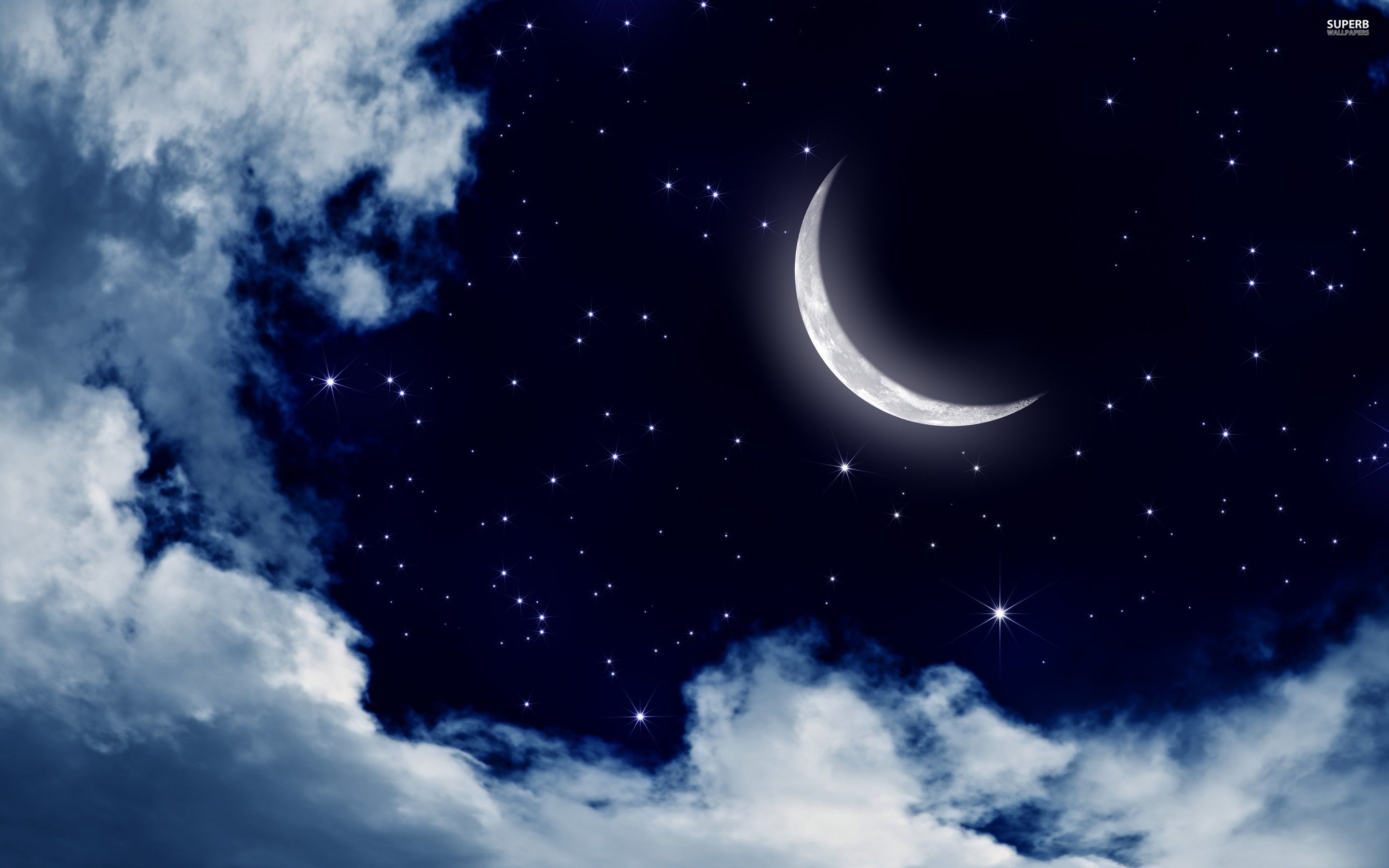 Moon and stars in the sky wallpaper - Digital Art wallpapers -