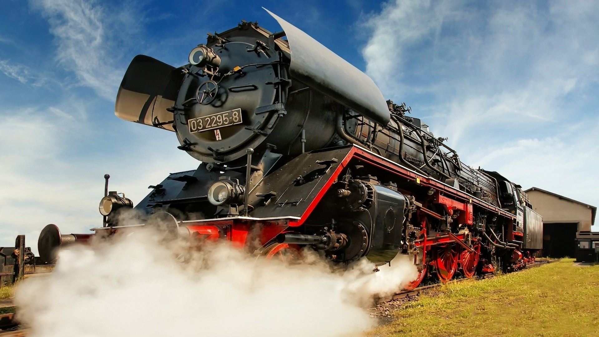 Trains, railroad tracks, Steam train, vehicles, skyscapes