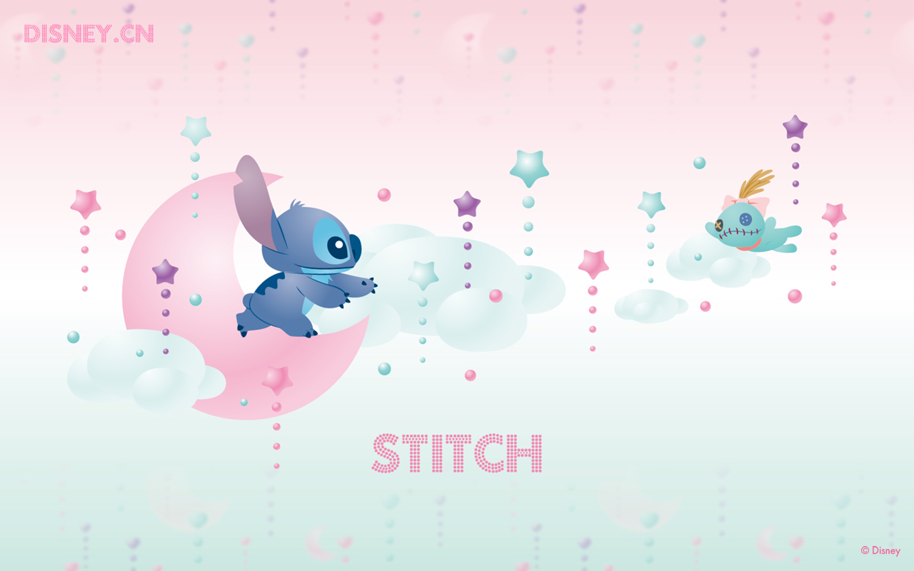 Lilo & Stitch Running to Each Other, Light Pink Background, They ...