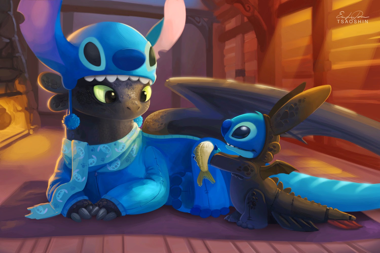 Stitch and Toothless : wallpapers