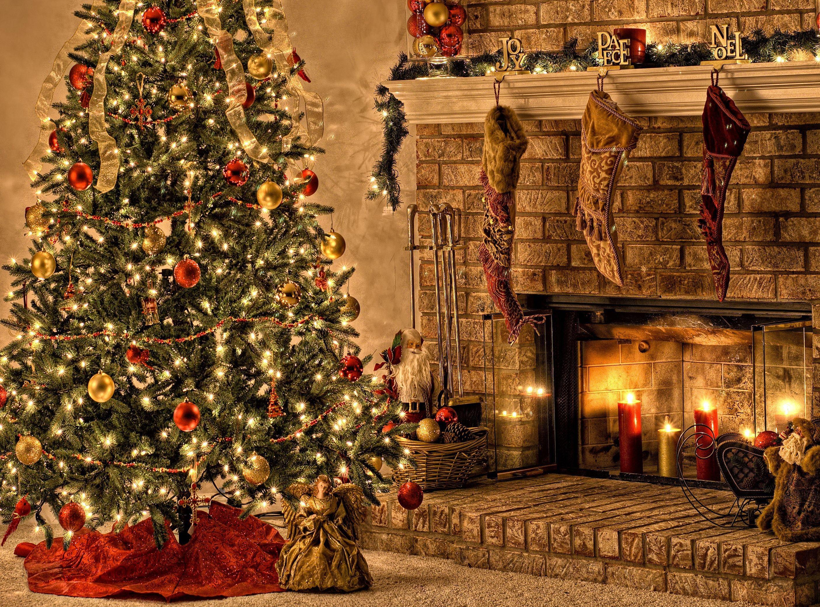 tree, fire, christmas, holiday, candles, toys, stockings >> HD ...