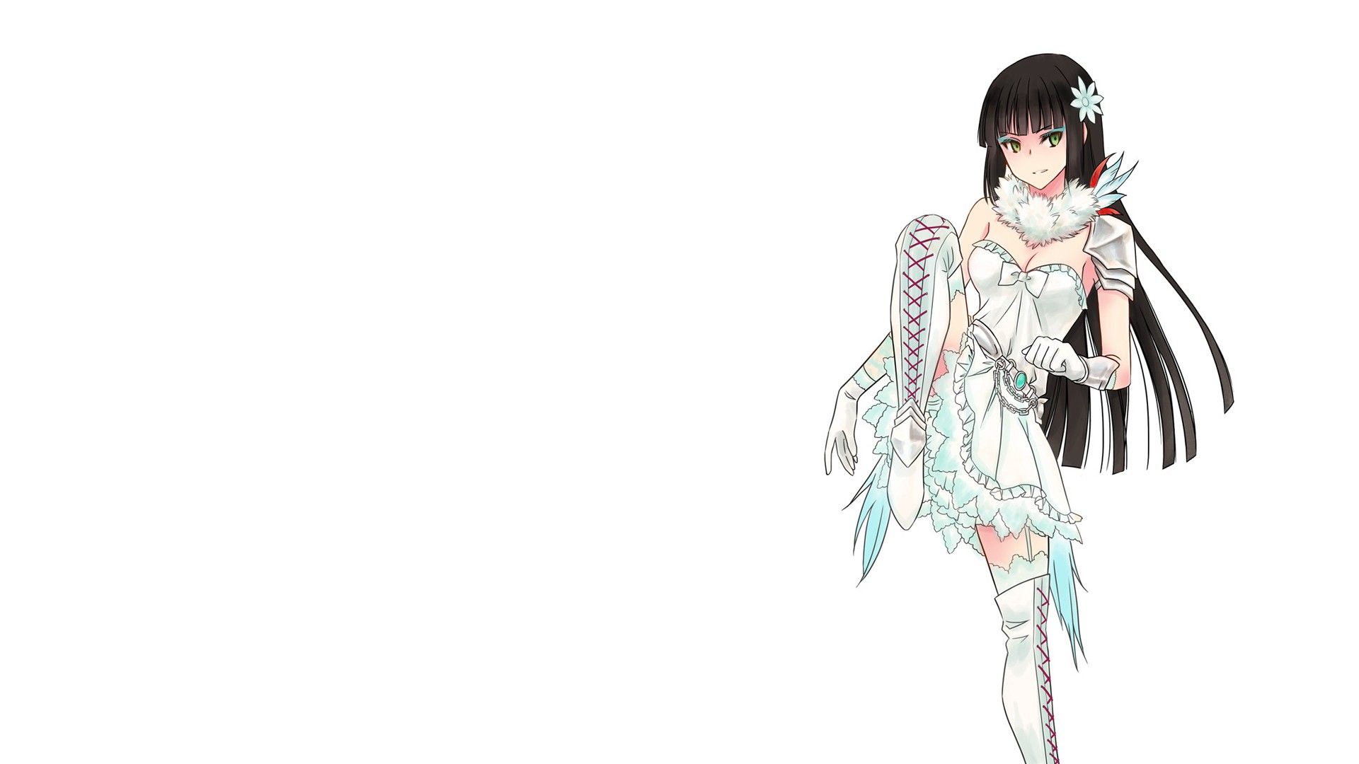 Wallpapers Anime Girl With White Long Hair Girls Armor Stockings ...