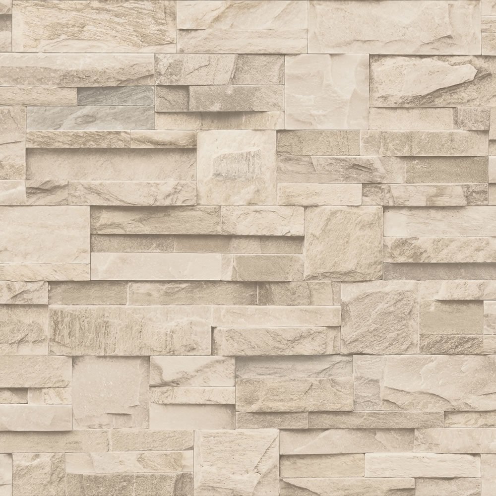 Muriva Bluff Slate Stone Block Brick Effect Wallpaper Grey J20409