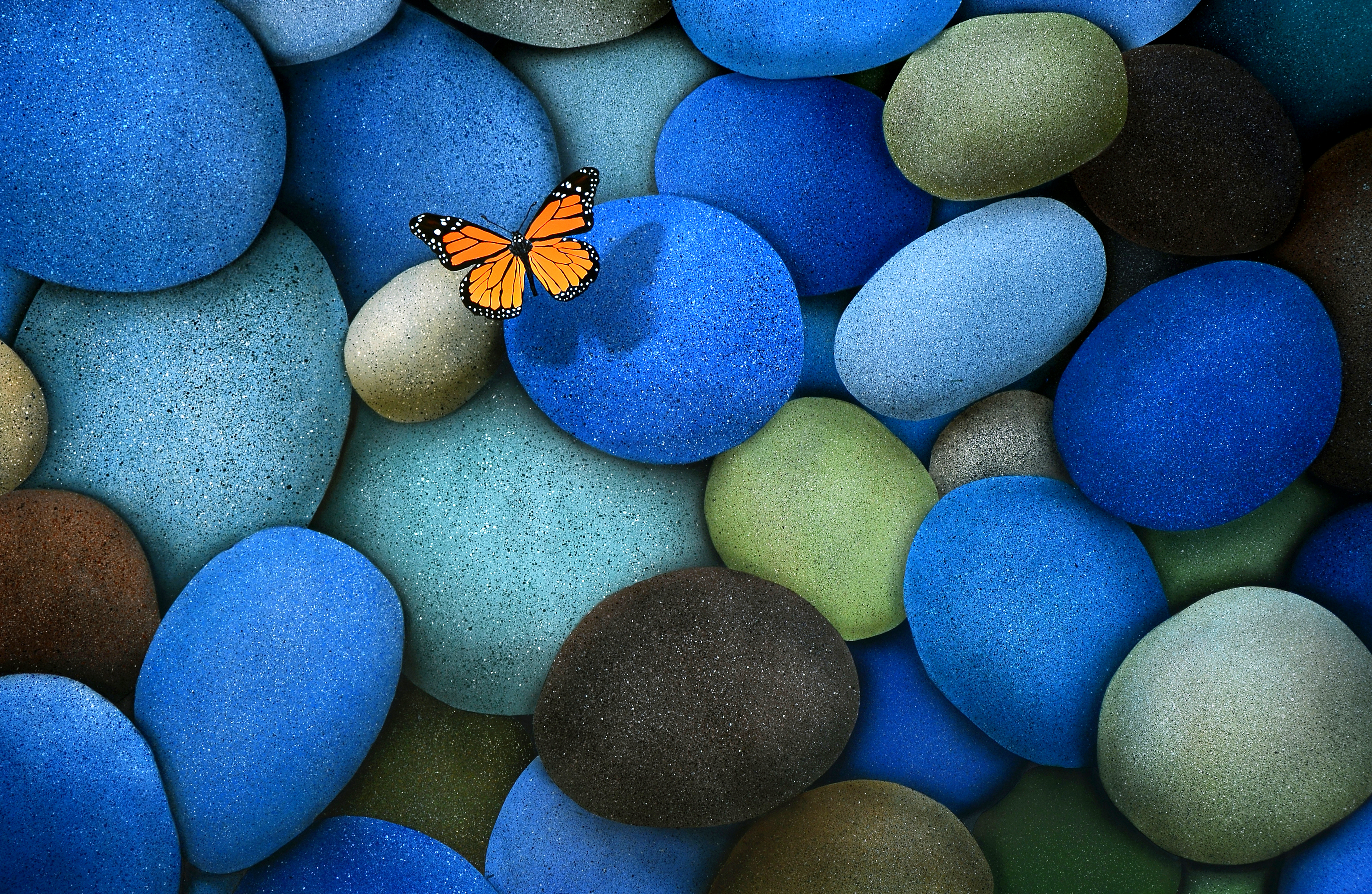 High Resolution Stone Blue and Butterfly Wallpaper Full Size ...