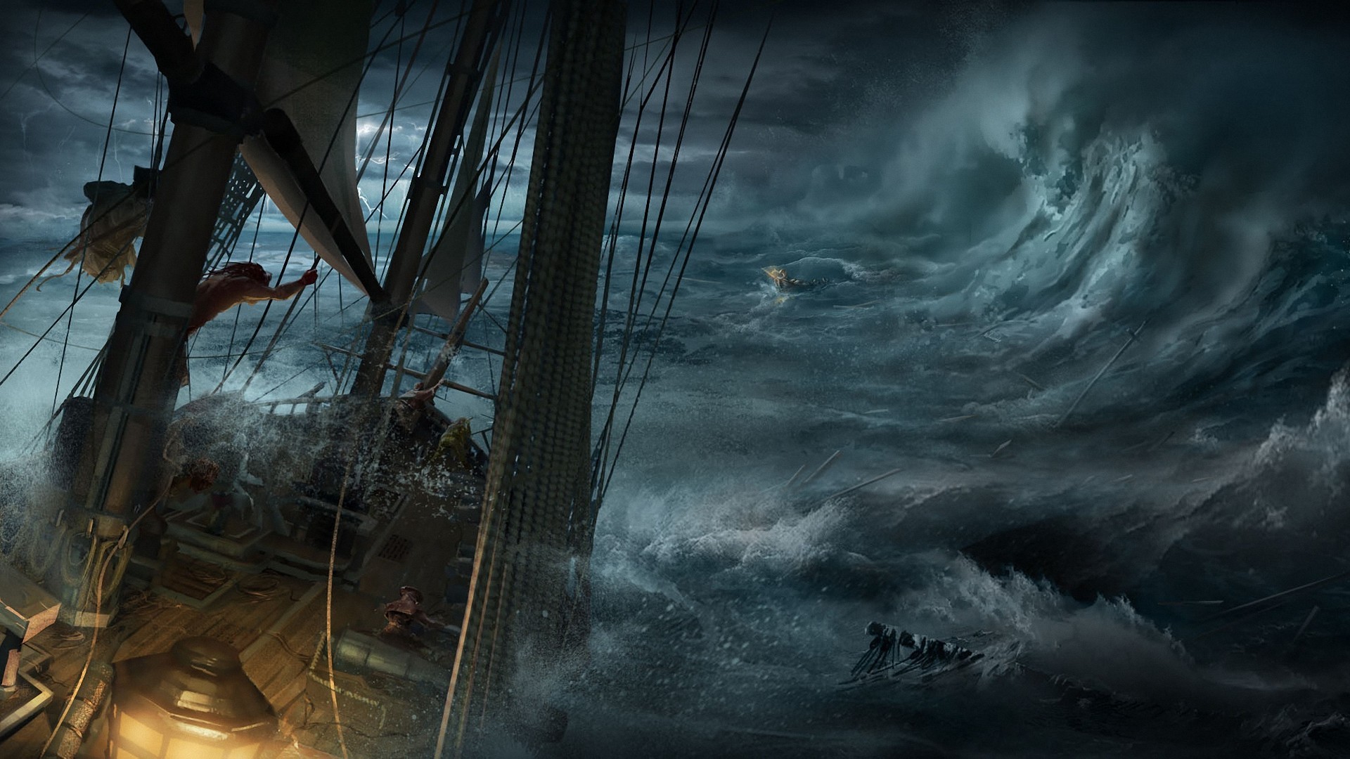 Ship in a stormy sea wallpapers and images - wallpapers, pictures ...