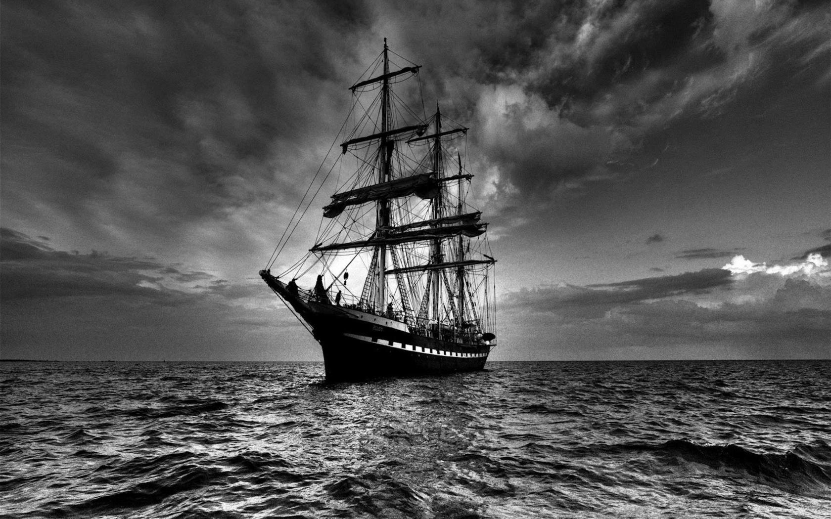 Saling Ship in the Middle of Stormy Ocean | Photo and Desktop ...