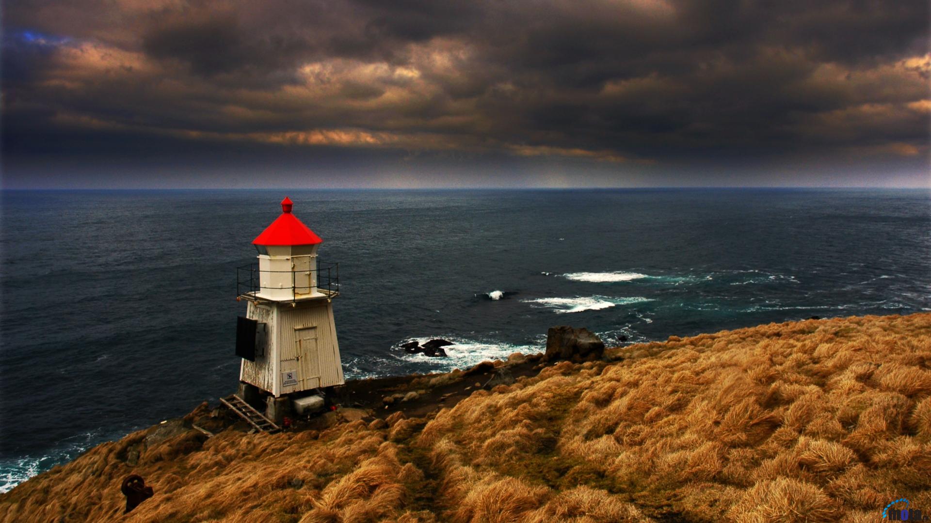 Download Wallpaper Lighthouse in stormy sea (1920 x 1080 HDTV ...