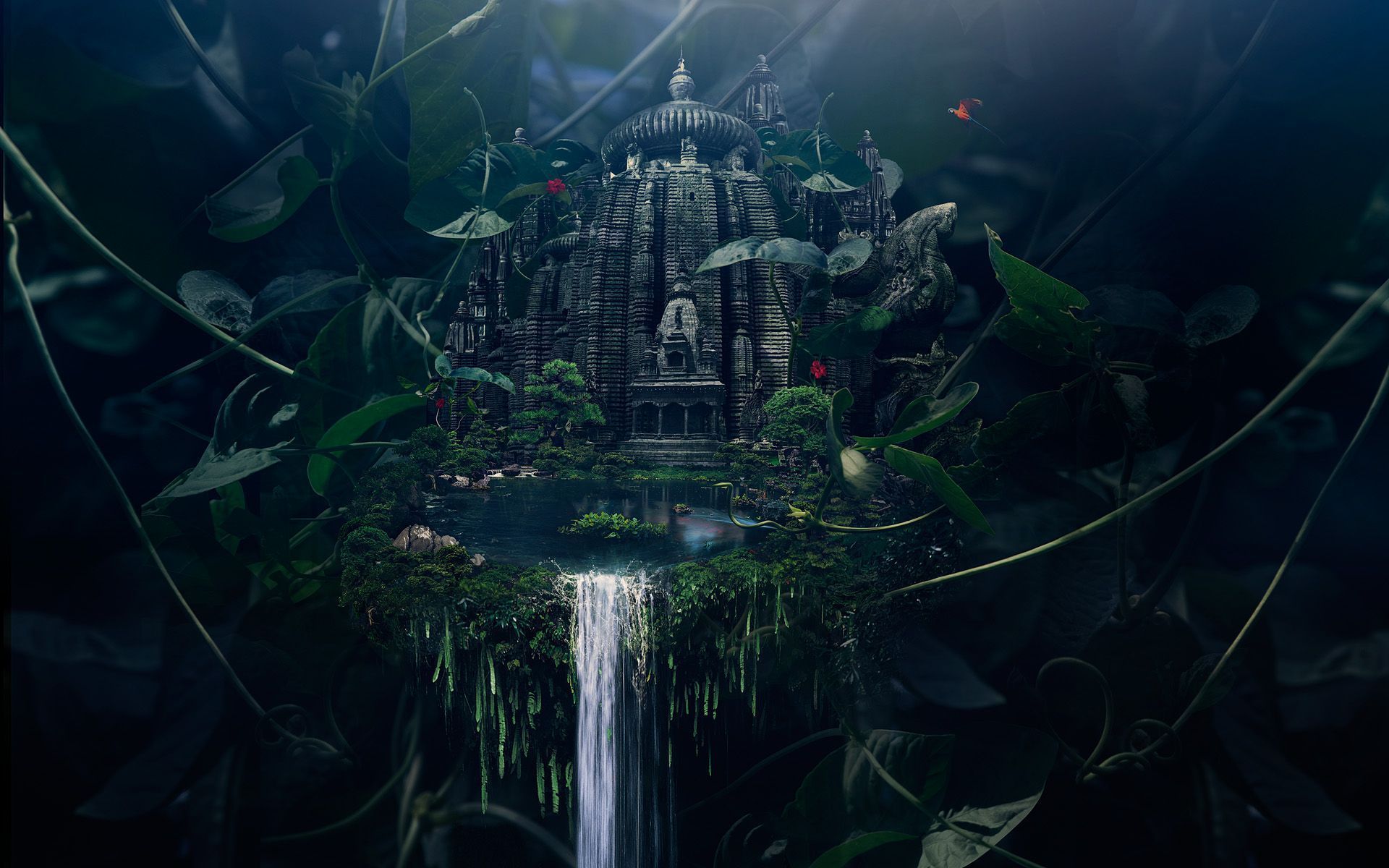 Download Fantasy Castle Strange Landscape Wallpaper Full HD