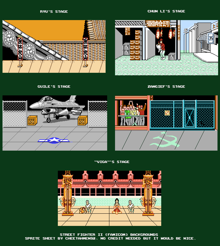 NES - Street Fighter 2 Yoko / Master Fighter 2 - Backgrounds