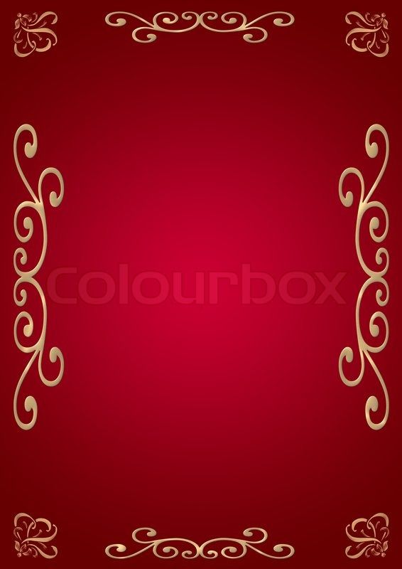 Stylish background red with illumination with a gold ornament