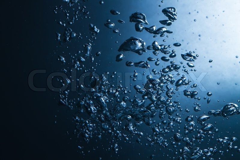 Air bubbles in water stylish blue background Stock Photo Colourbox