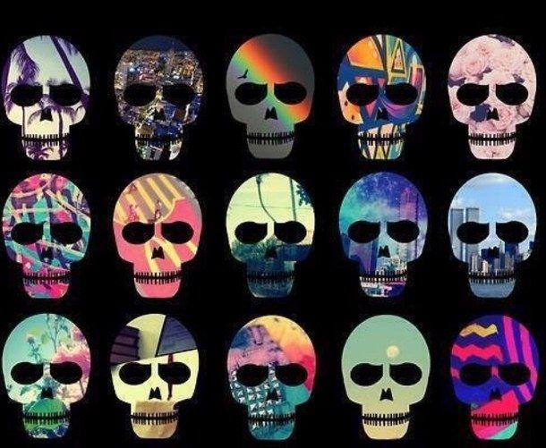 colorfull, dark, skull, sugar skull, wallpaper, lock screen, home ...