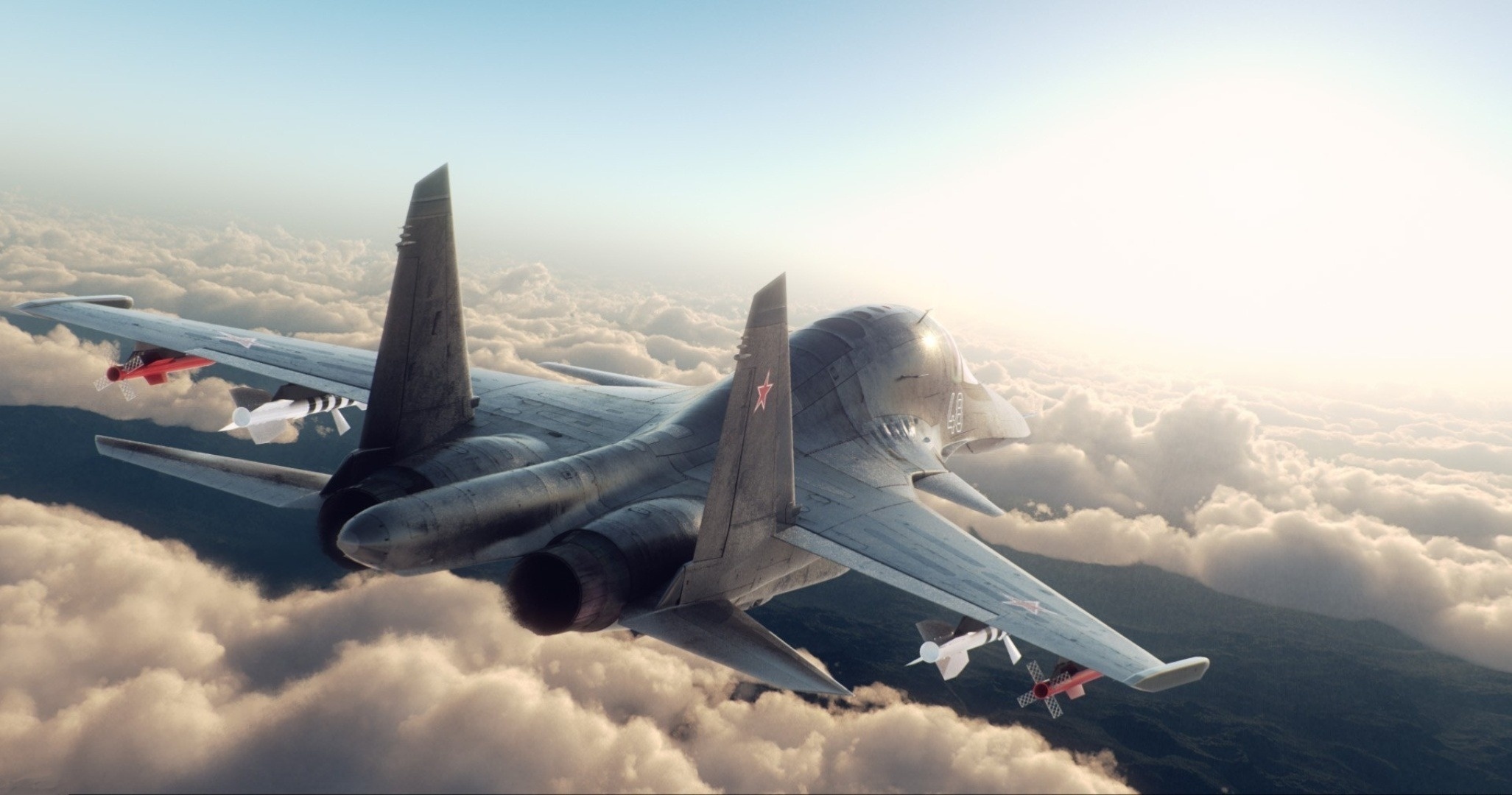 Wallpaper aircraft, plane, clouds, Sukhoi, Su 34, Fullback desktop