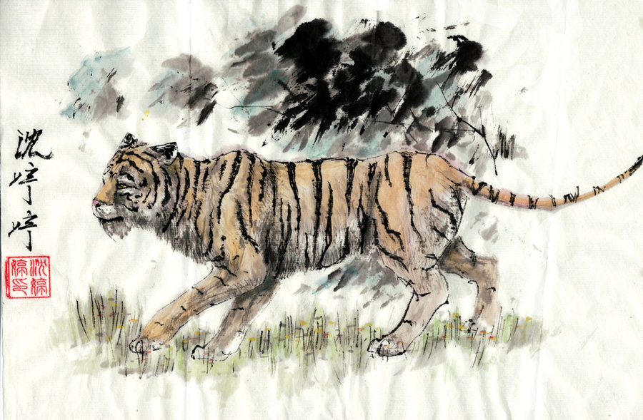 Sumi e Tiger by askyriandragon on DeviantArt