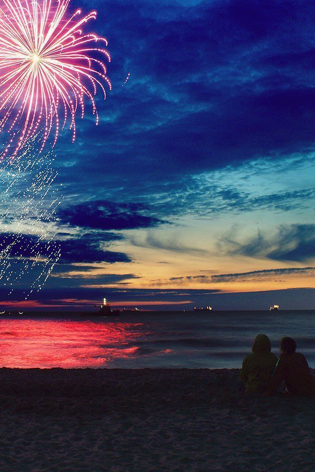 FREEIOS7 summer fireworks - parallax HD iPhone iPad wallpaper